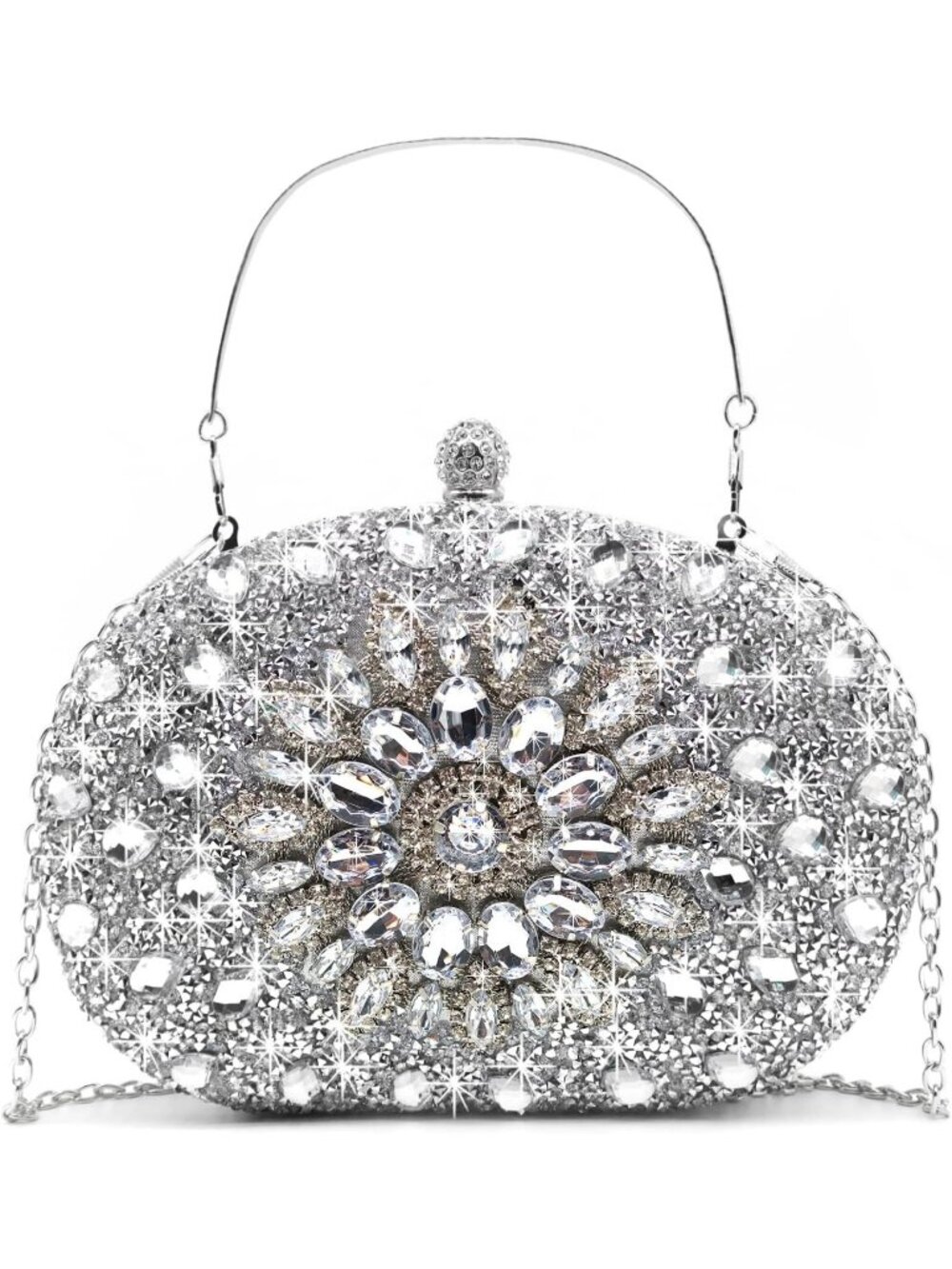 Women's Silver Rhinestone Clutch Purse Wedding Party Prom Bridal Evening Bag